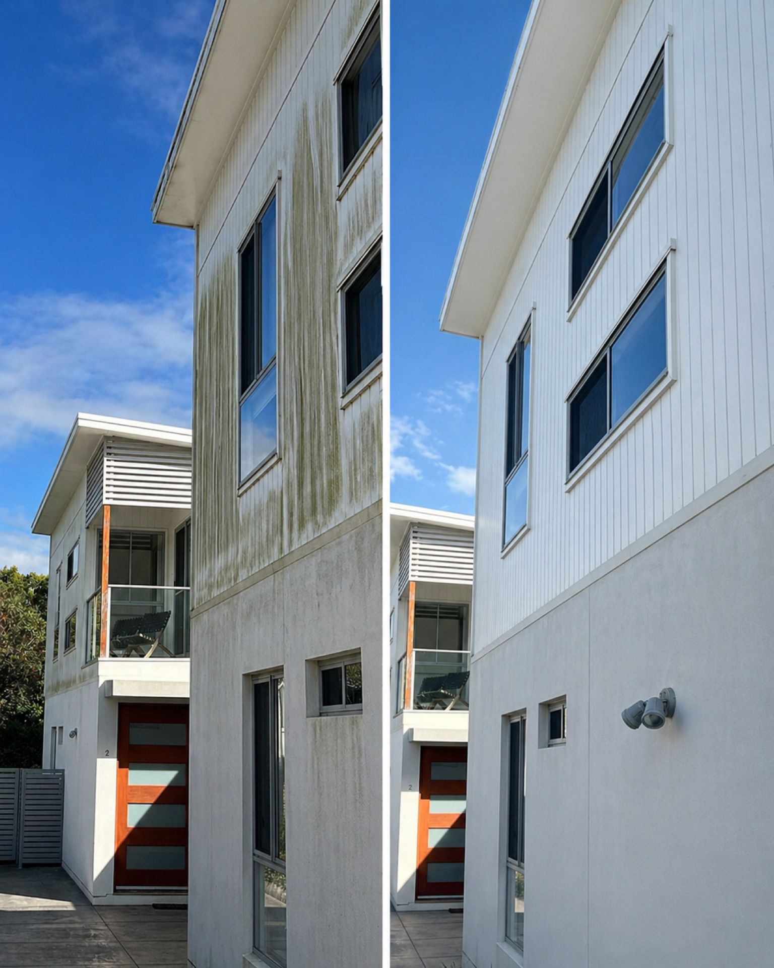 Coastal home soft wash result